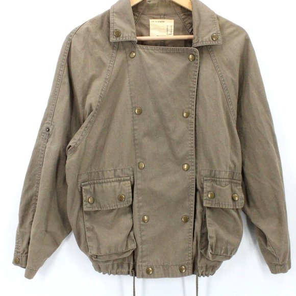 Life In Progress Utility Jacket Womens Brown Asymmetrical Zip Flat Front Size XS - Picture 4 of 9